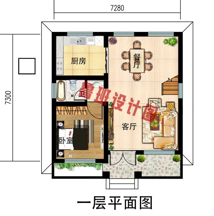 50平米的小户型二层别墅房屋设计图，主体8万起，经济实用