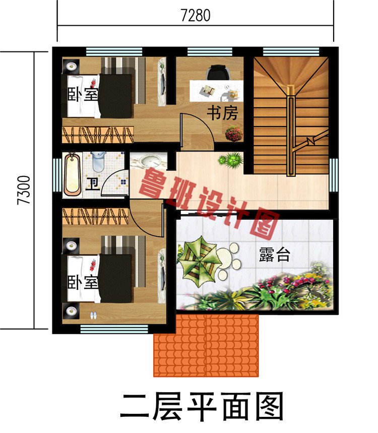 50平米的小户型二层别墅房屋设计图，主体8万起，经济实用