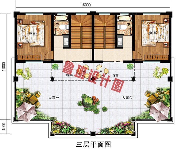 双拼二层半兄弟共建房屋设计图，农村自建别墅推荐