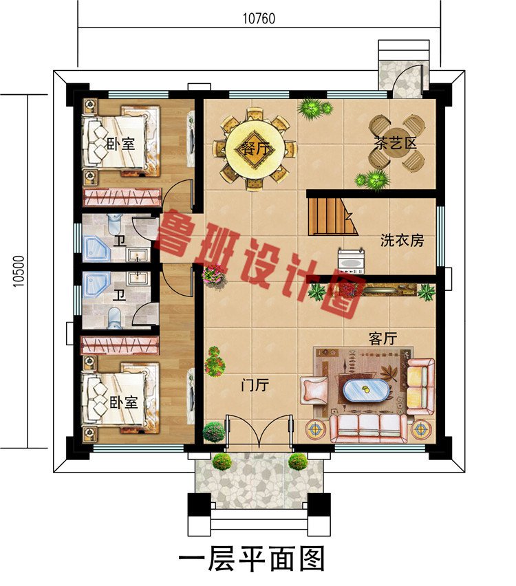 农村两层半欧式自建别墅全套设计施工图，含外观效果图