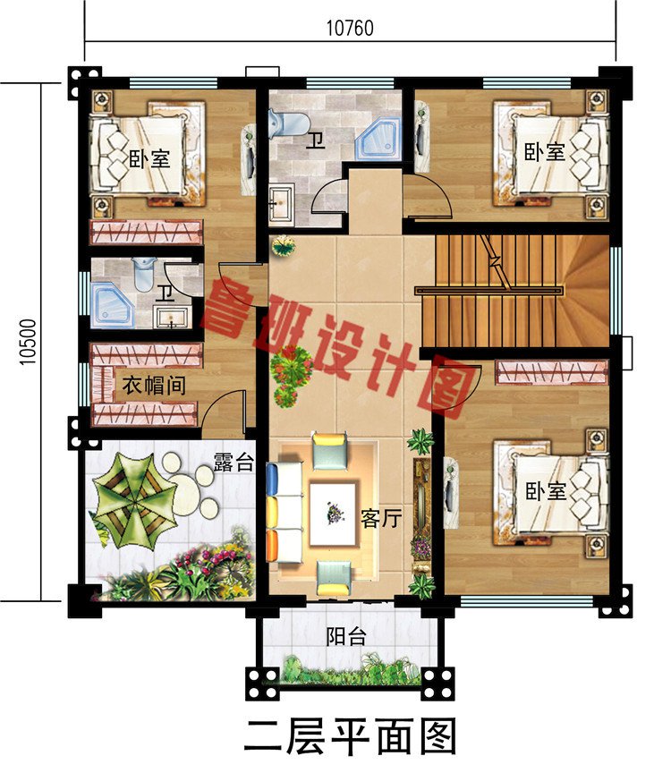 农村两层半欧式自建别墅全套设计施工图，含外观效果图