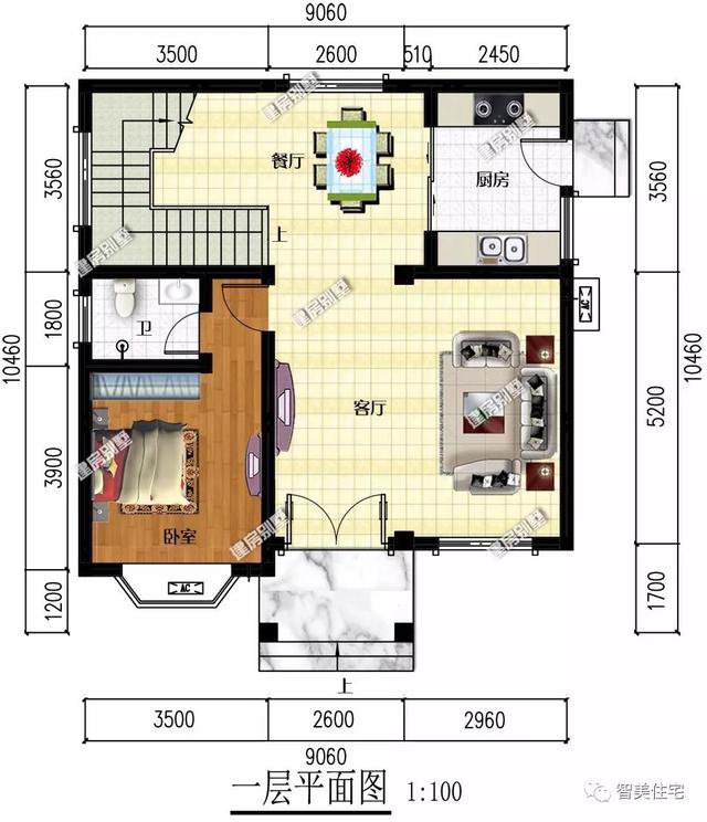 宽9米多，平屋顶设计的别墅户型，主体30万内搞定