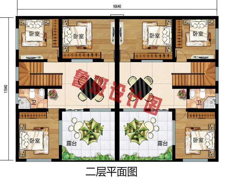 新中式二层双拼别墅设计图，200平左右户型方案