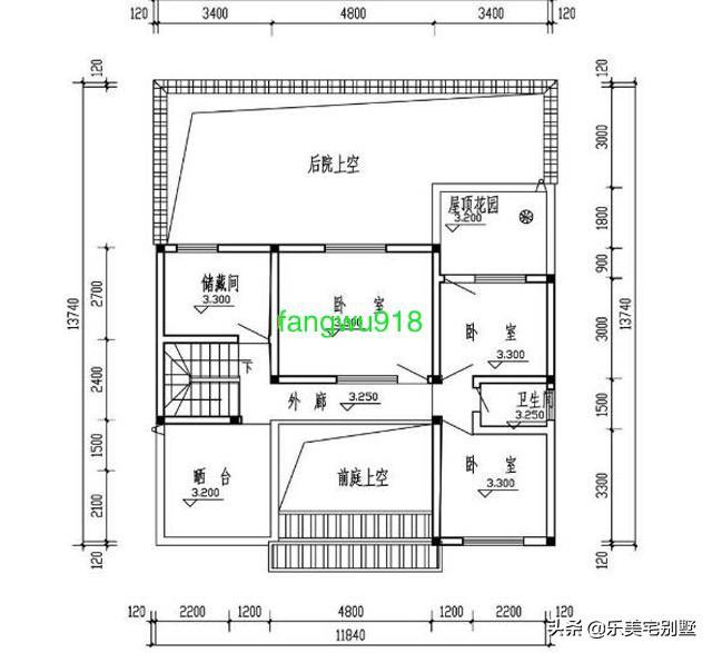 二层农家小院中式别墅户型设计，猪圈+禽舍+农具房