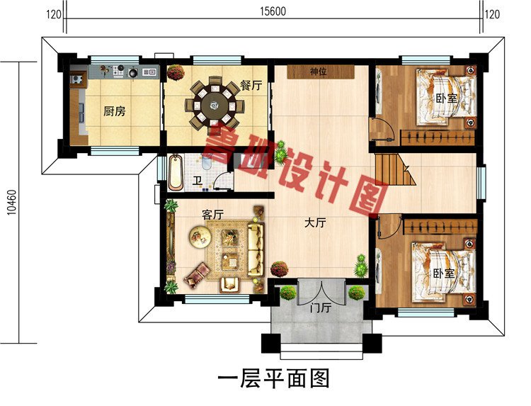 带柴火房二层自建房别墅设计图，户型紧凑实用