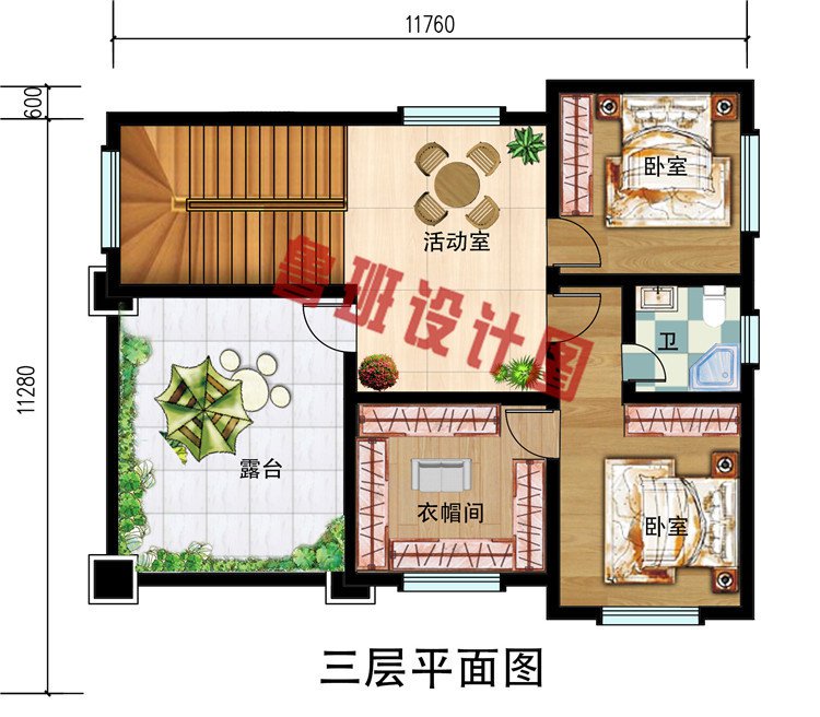 30万以内农村建房三层别墅设计图，外观端庄耐看，占地110平米。