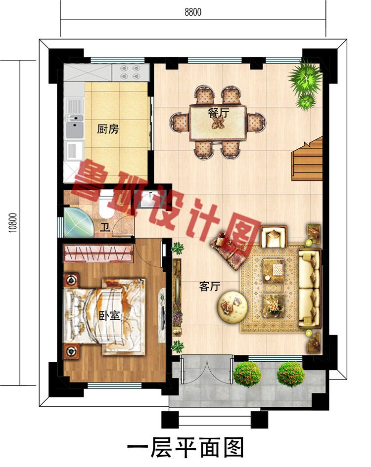 造价25万左右三层别墅住房设计图，占地95平方米