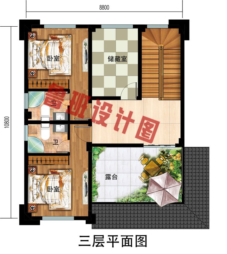 造价25万左右三层别墅住房设计图，占地95平方米