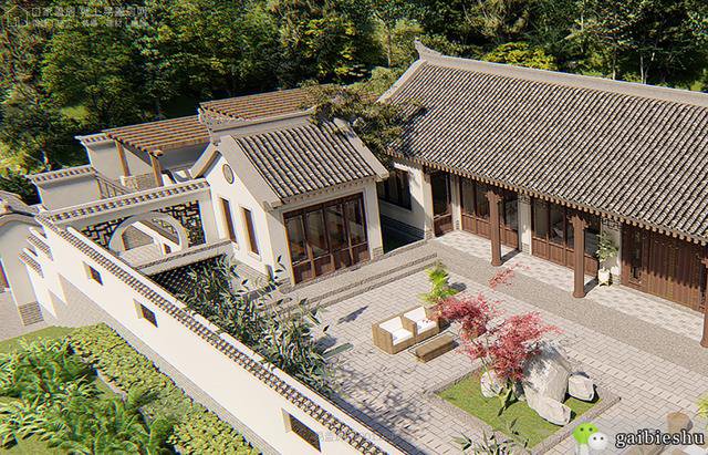 一层中式三合院：75万湖南浏阳周家，堂屋+6卧+车库+茶室