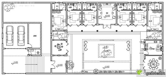 一层中式三合院：75万湖南浏阳周家，堂屋+6卧+车库+茶室