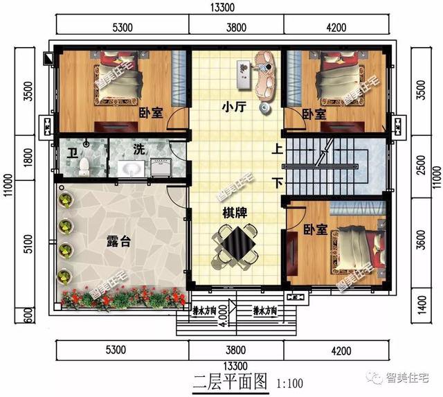 2款造价低带露台的别墅户型，外观布局无可挑剔，要省钱就建它