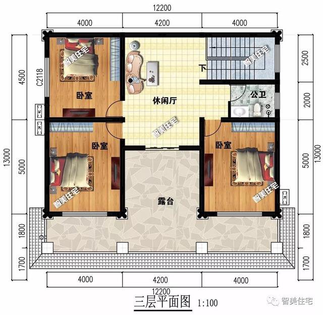 12.2×16.5米农村别墅，厨房单独建，欧式风格很吸睛