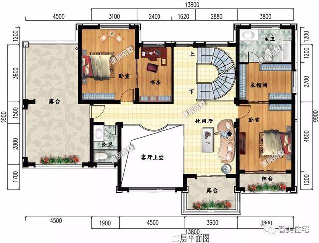 两栋宽为13.8米的别墅，第一栋带堂屋很气派，第二栋配车库