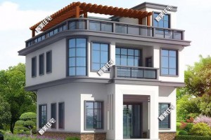 9.8×11米农村自建房户型图，新中式+现代式风格。