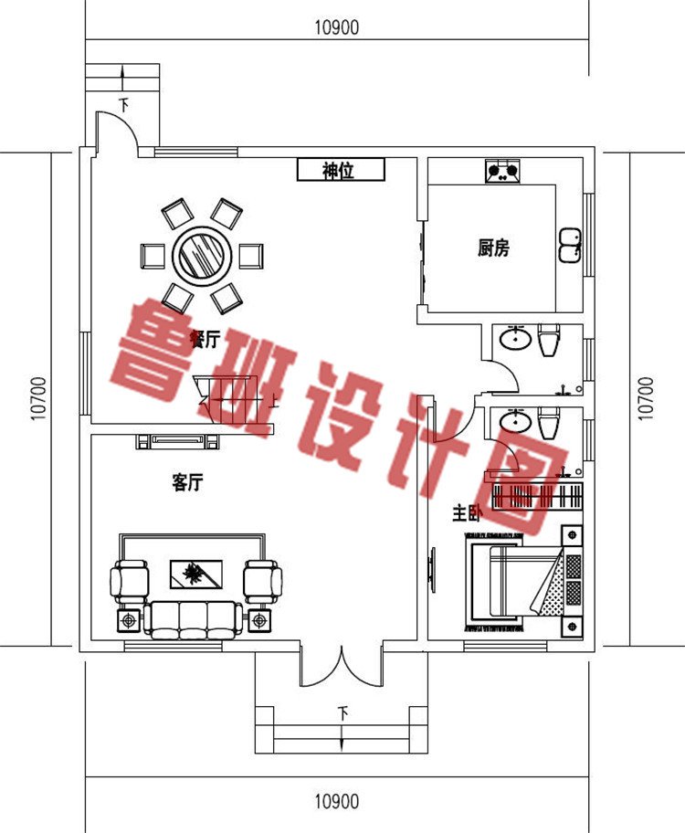 农村简单实用三层别墅设计一层户型图