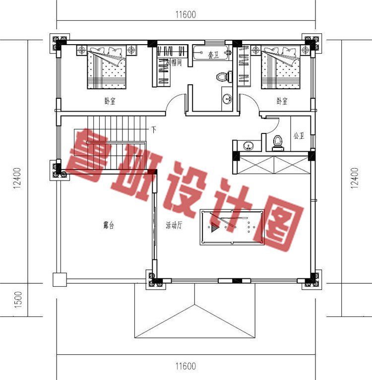 农村自建三层欧式别墅设计三层户型图