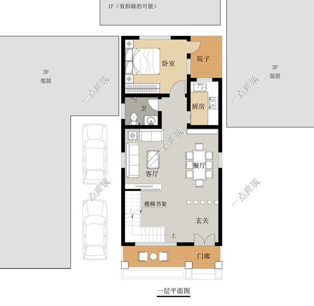 占地5.75x12.8m，小面宽的现代中式别墅，卧室宽敞还有屋顶花园