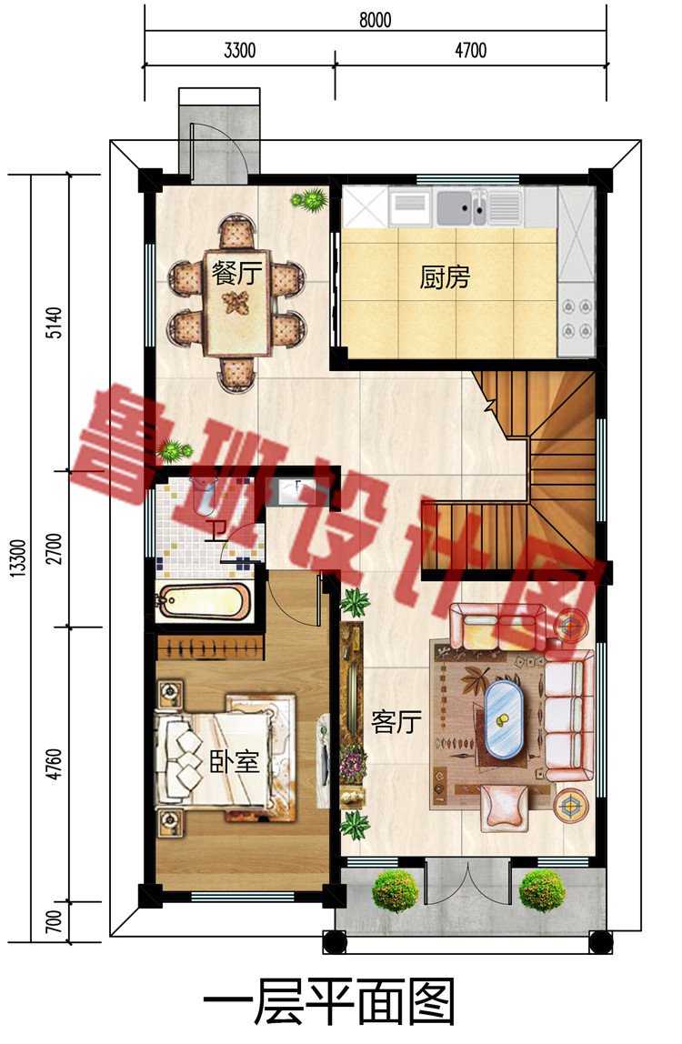 100平方两层半自建房屋设计图推荐，外观优雅端庄