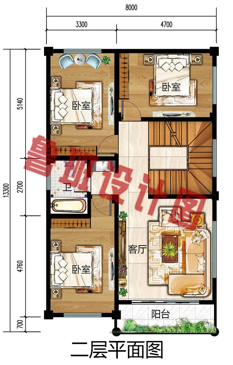 100平方两层半自建房屋设计图推荐，外观优雅端庄