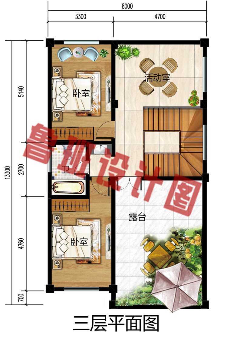 100平方两层半自建房屋设计图推荐，外观优雅端庄