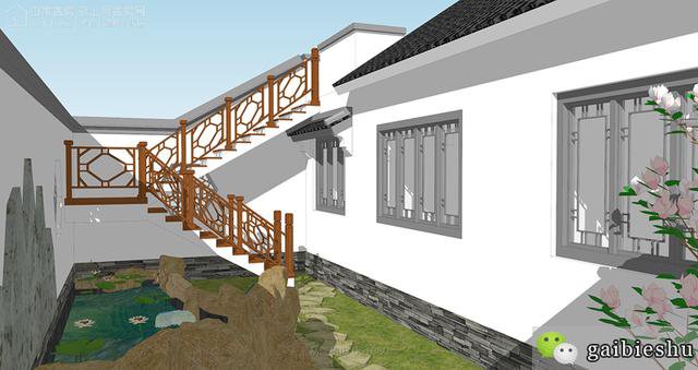 150平一层新中式带院子自建房，双坡屋顶+套间+休闲台