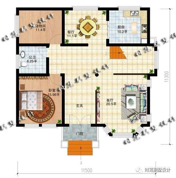 11x11米三层复式别墅，户型大气美观，全家人都喜欢
