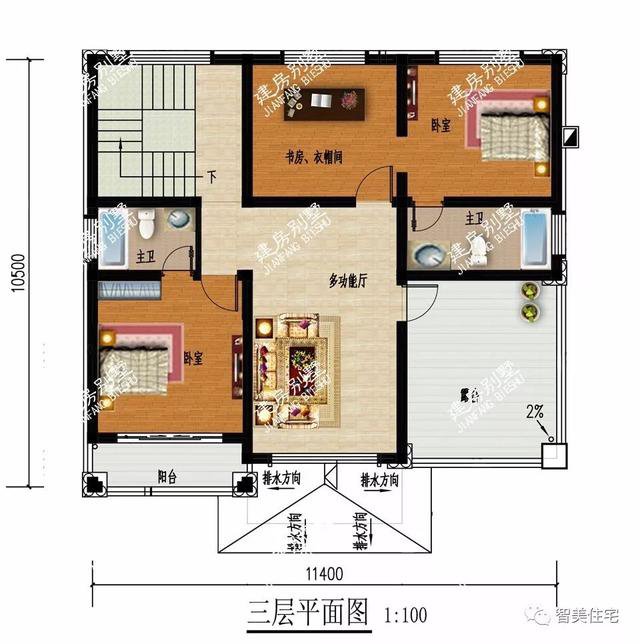 面宽11-12米之间的别墅，第一栋客厅挑空，造价30万受欢迎