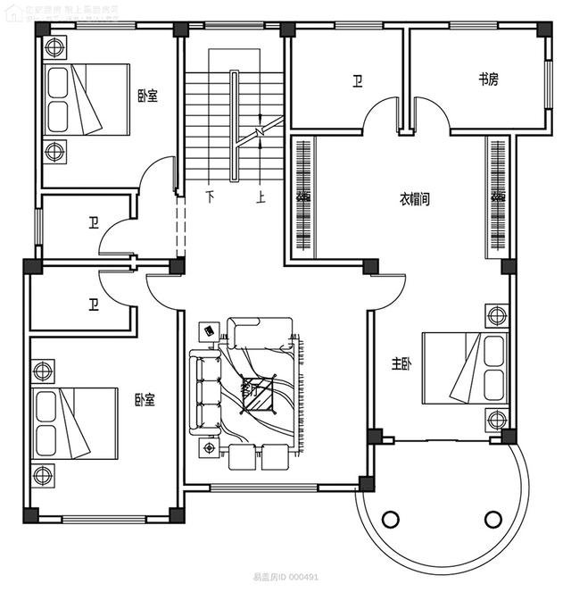 80万福建福清欧式三层别墅，7卧+转角圆弧阳台+露台，完美造型