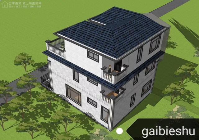 120平4厅6卧三层别墅全套施工图，大露台，每层有客厅