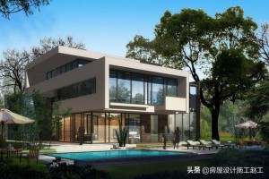 现代简约别墅设计图纸，立面简约、大气、反对多余装饰。