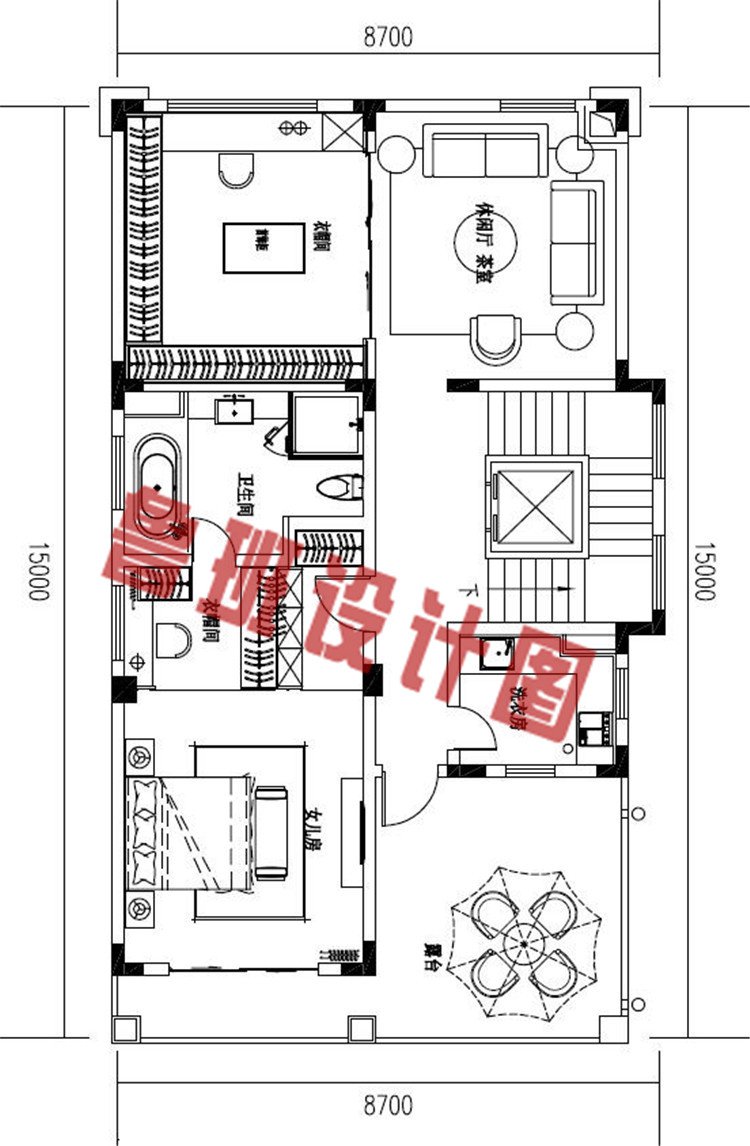 最新农村新中式三层别墅房屋设计三层户型图