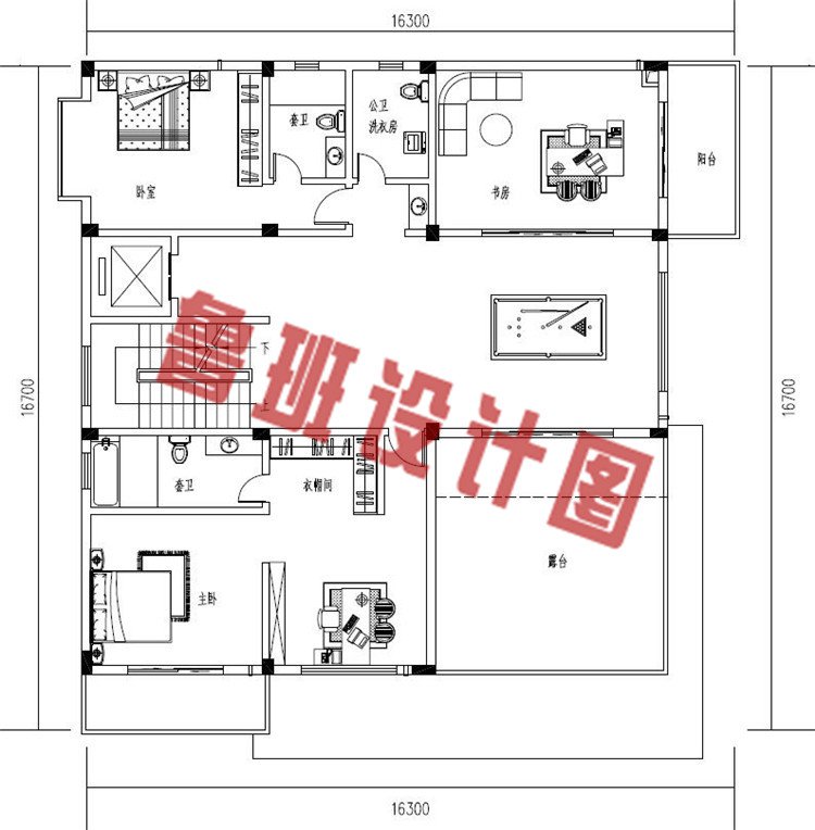 大户型三层现代风格别墅设计三层户型图