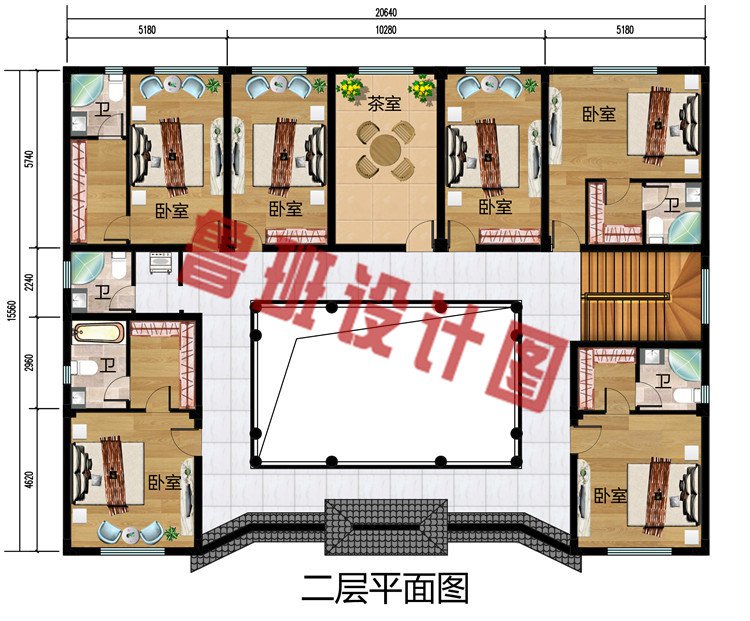 新中式现代二层小四合院别墅设计图，户型好，外观漂亮