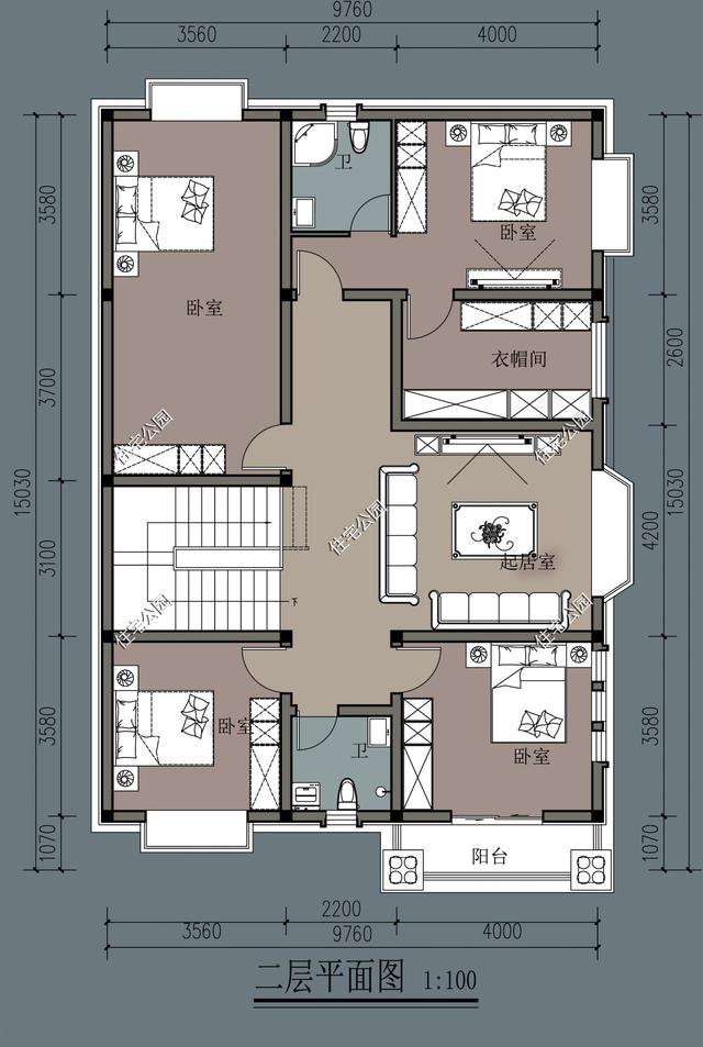30万自建9x15米农村小别墅，户型方正四平八稳，适合农村养老