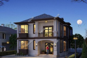 9x15米自建房户型效果图，户型方正四平八稳。