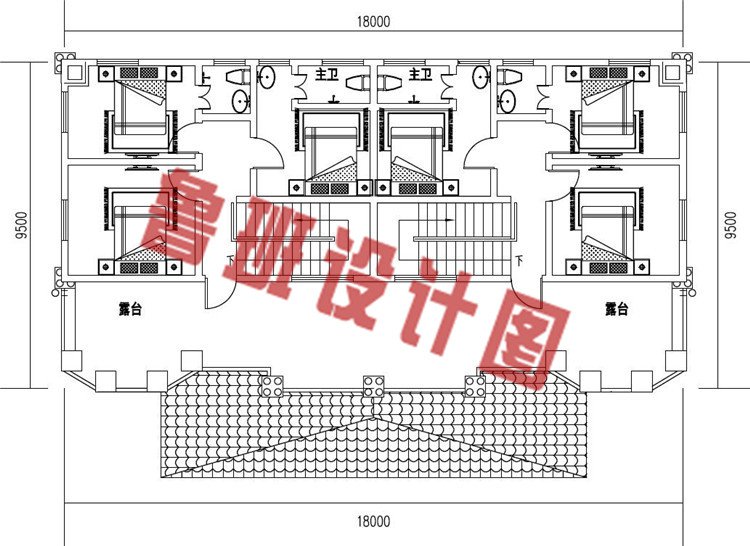 新款农村三层兄弟双拼别墅设计三层户型图