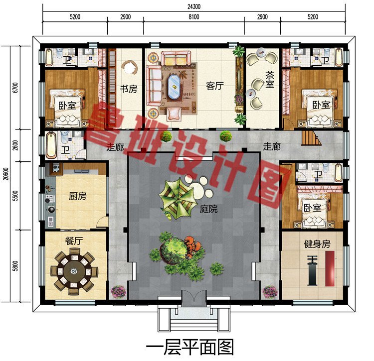 农村经典四合院设计图及效果图，陪伴一家人快乐生活