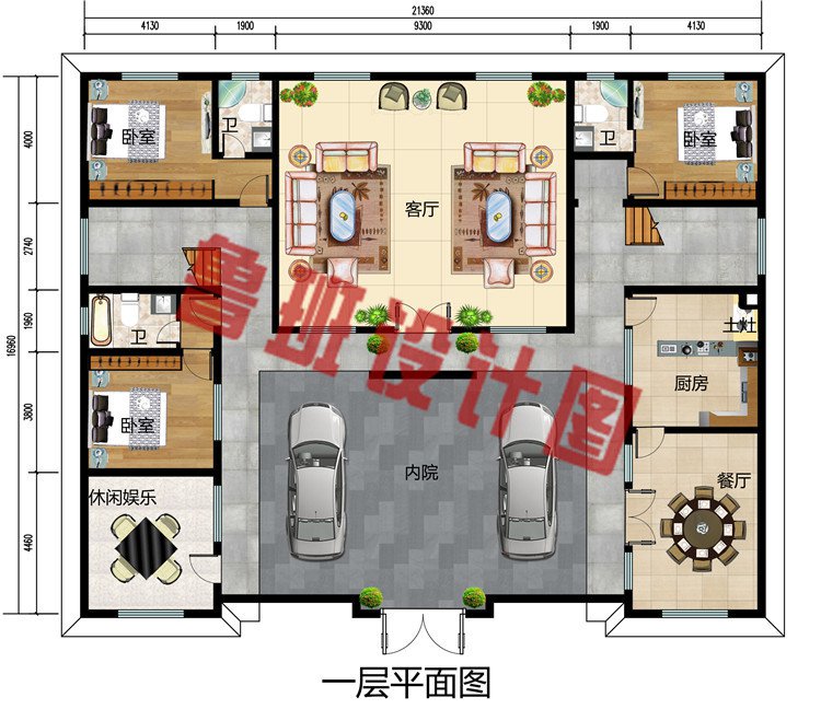 260平方米中式四合院房屋二层设计图，中式耐看