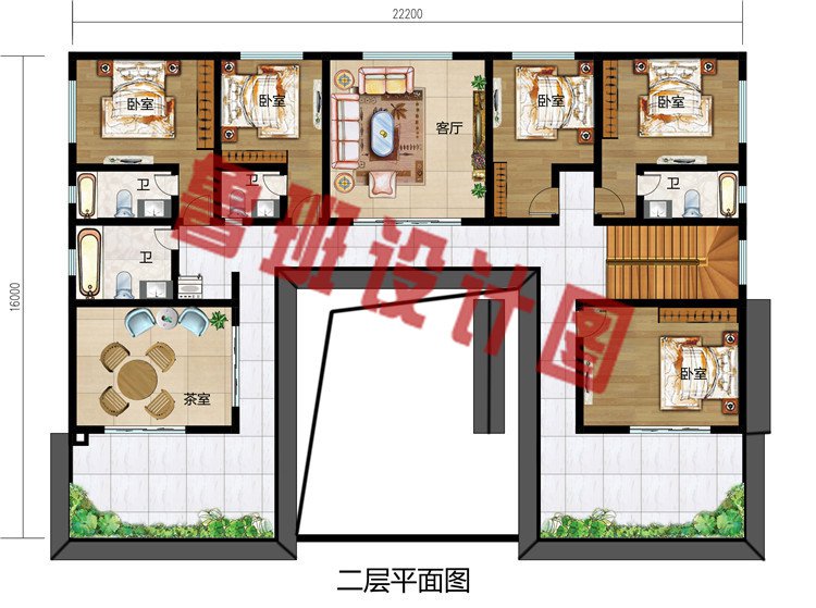 新款二层中式风格四合院别墅设计图，含全套施工图效果图