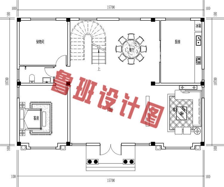 农村新款二层别墅设计一层户型图