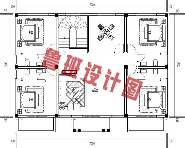 农村新款二层别墅设计二层户型图