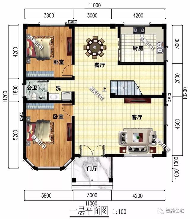 主体建造用框架结构的两层别墅，第一栋像城堡，第二栋带车库