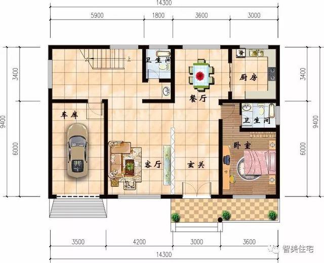 主体建造用框架结构的两层别墅，第一栋像城堡，第二栋带车库