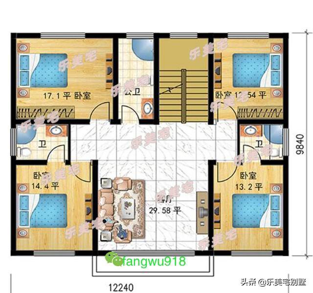 三层农村自建别墅案例，多卧室带私卫，外廊设罗马柱好还是不好？