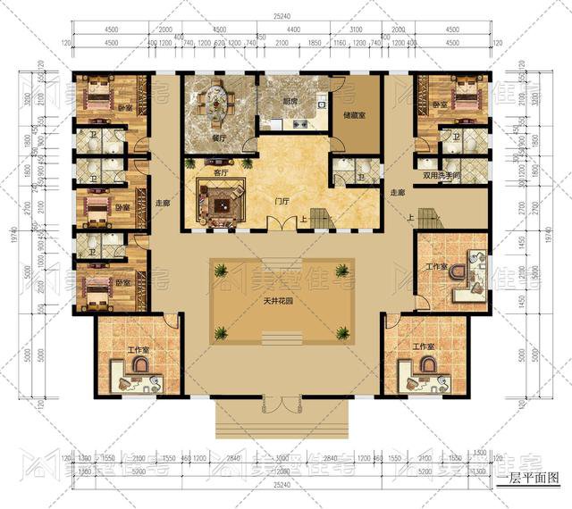 宅基地大的一定建这栋中式别墅，办公住宅一体化，打造乡村新定义