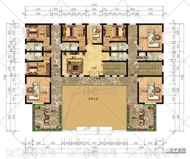 宅基地大的一定建这栋中式别墅，办公住宅一体化，打造乡村新定义