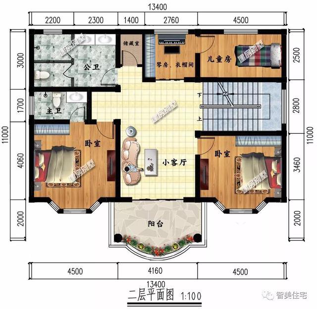 外型对称设计的两栋别墅，老家建栋漂亮的房，城里同事都很羡慕