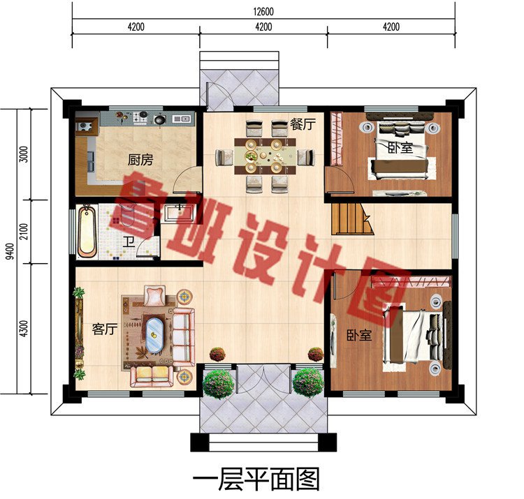 现代简约农村二层别墅自建房设计图，外立面时尚大气