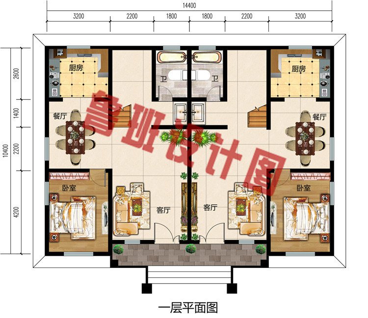 新款砖混结构豪华三层双拼别墅房屋设计图