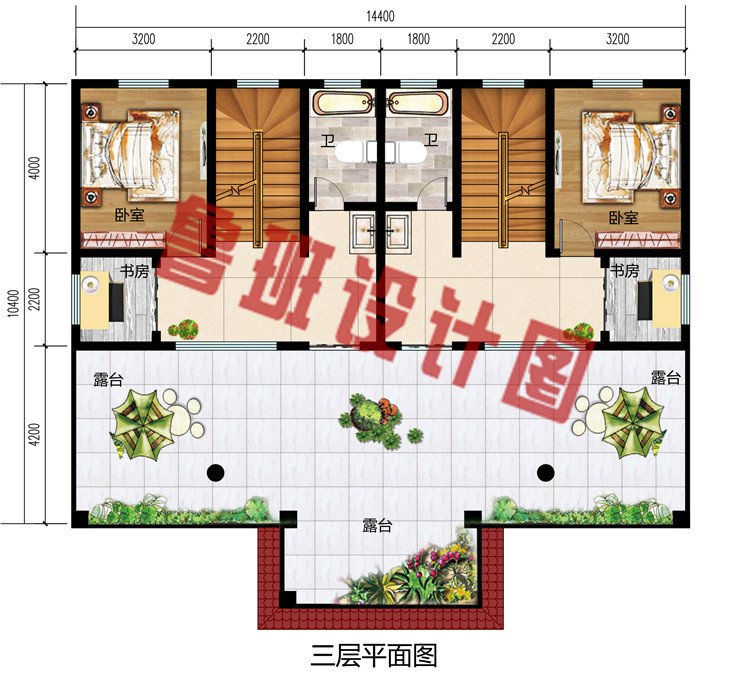 新款砖混结构豪华三层双拼别墅房屋设计图